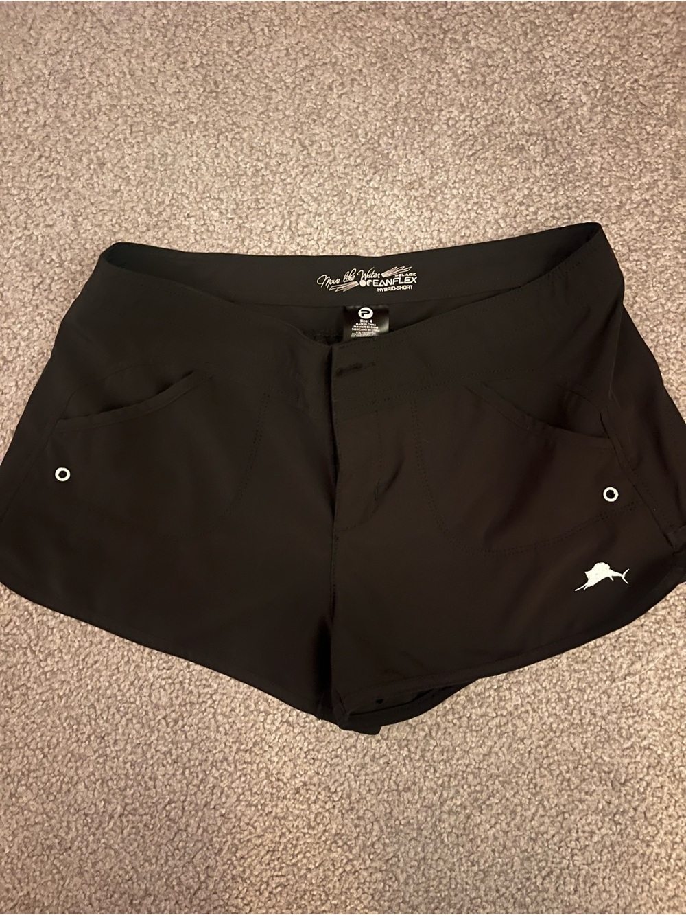 Pelagic Black Women's Athletic Shorts with Logo